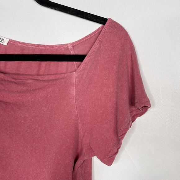 LA Made XSmall Pink Sylvie Off The Shoulder Tee Tshirt Linen Cotton Short Sleeve - Picture 3 of 11